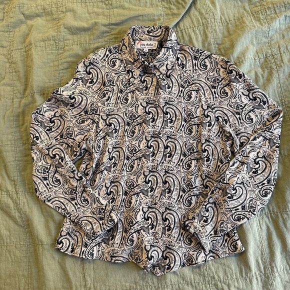 Jac dale | vintage women's xsmall-small cream Paisley Print Blouse with collar - Picture 1 of 5